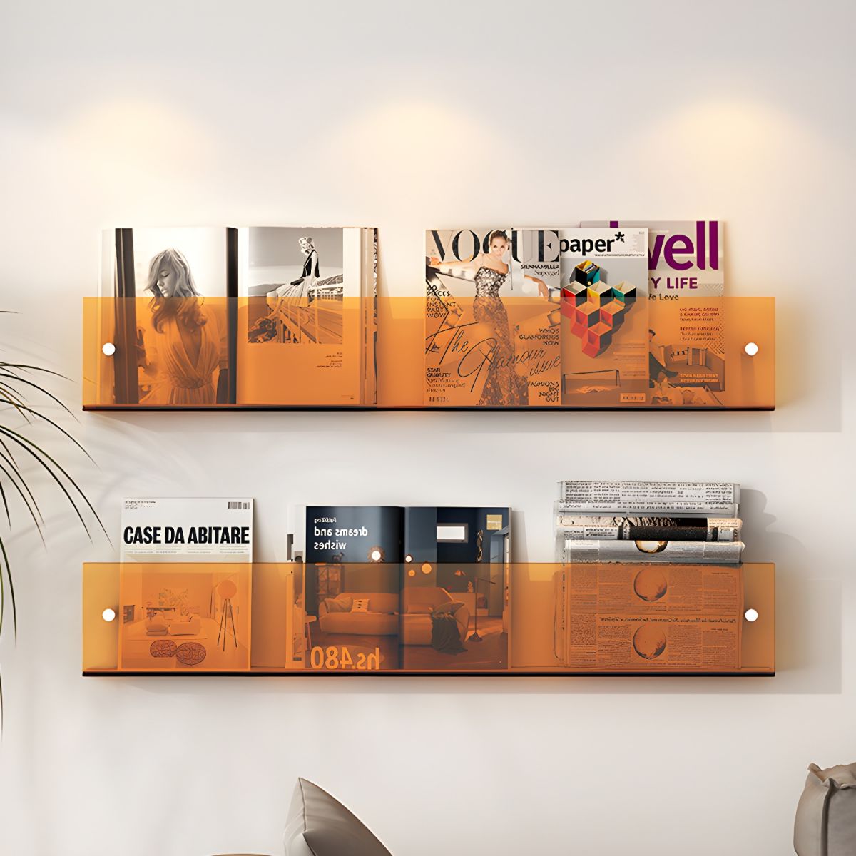 Modern Acrylic Wall-Mounted Bookcase Floating Shelf