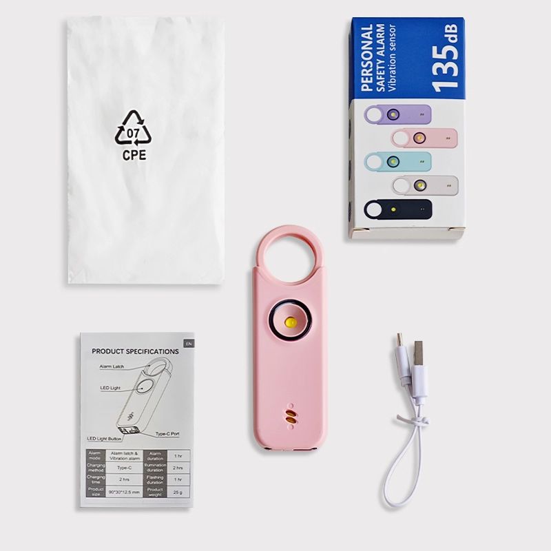 Rechargeable Personal Safety Alarm 135dB Portable Security