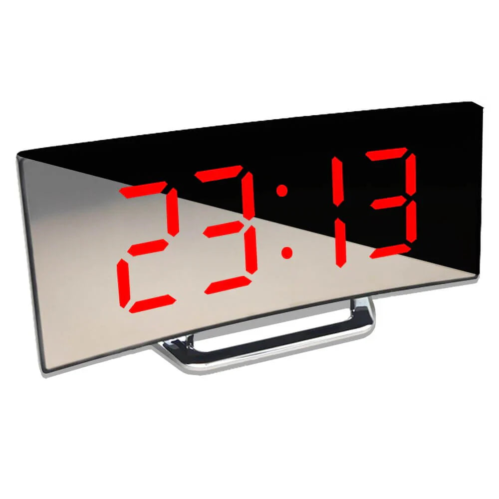 Curved LED Digital Alarm Clock, Sleek Modern Design