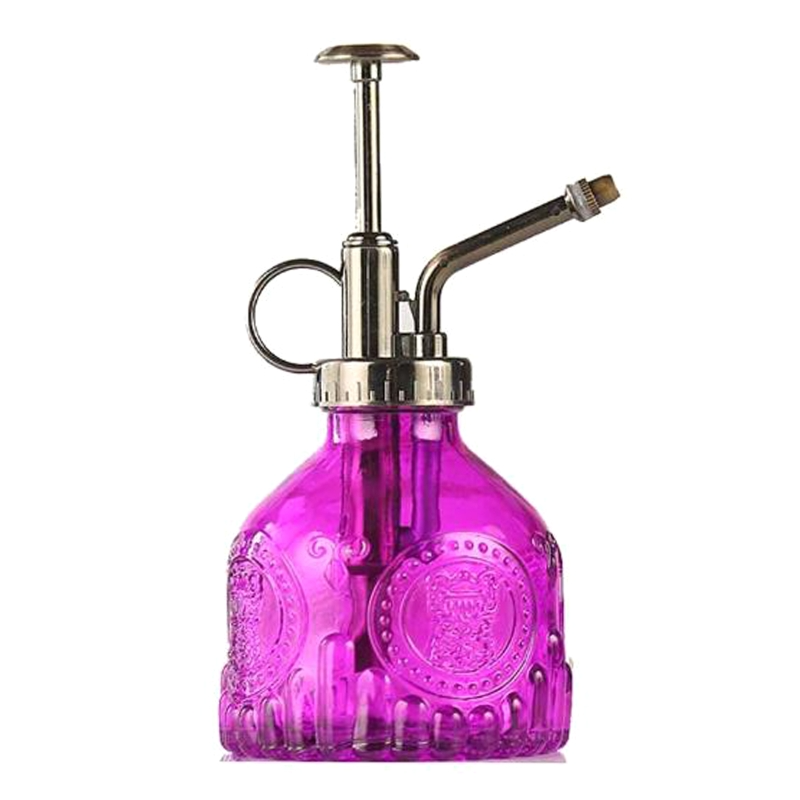 Vintage Embossed Glass Bottle, Metal Nozzle
