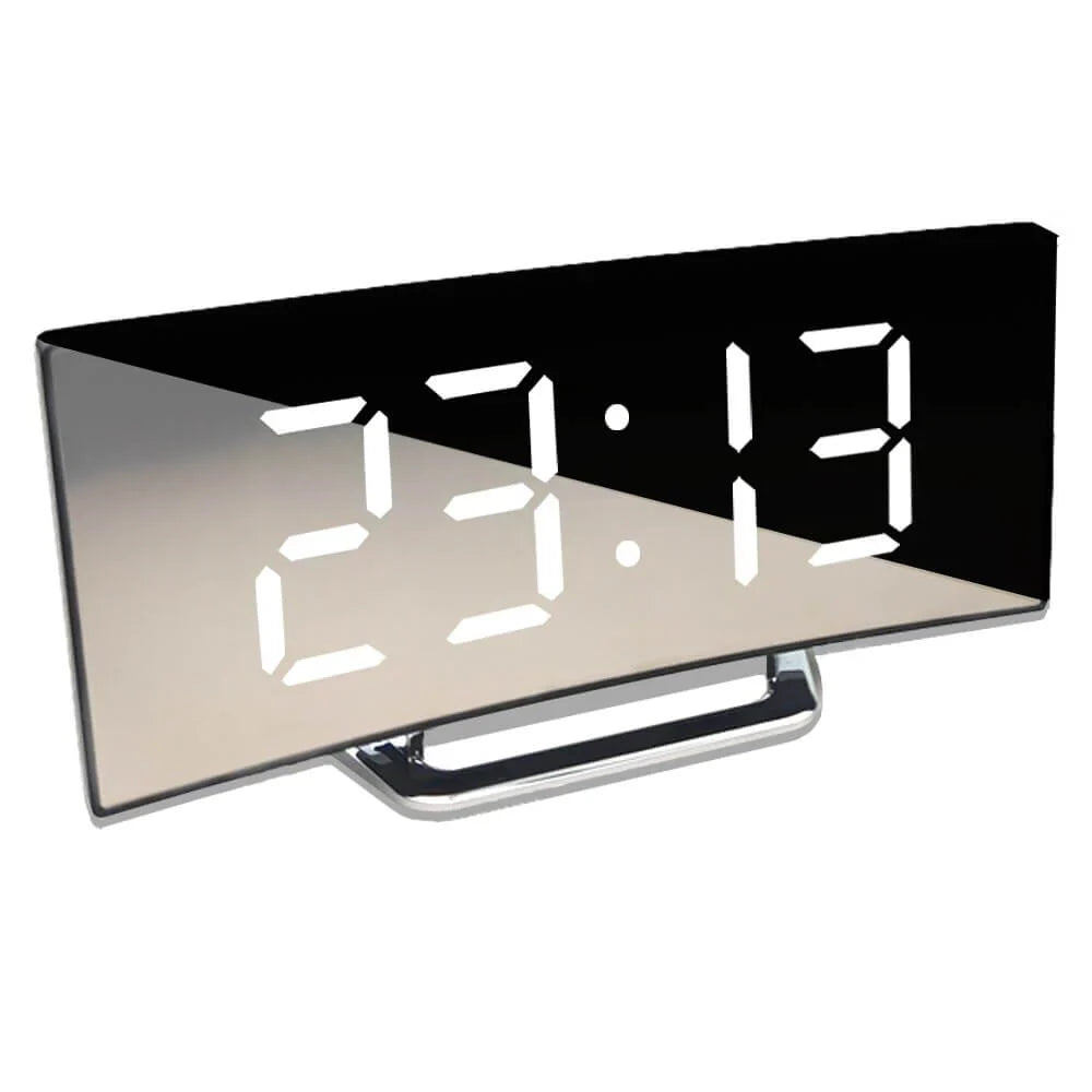 Curved LED Digital Alarm Clock, Sleek Modern Design