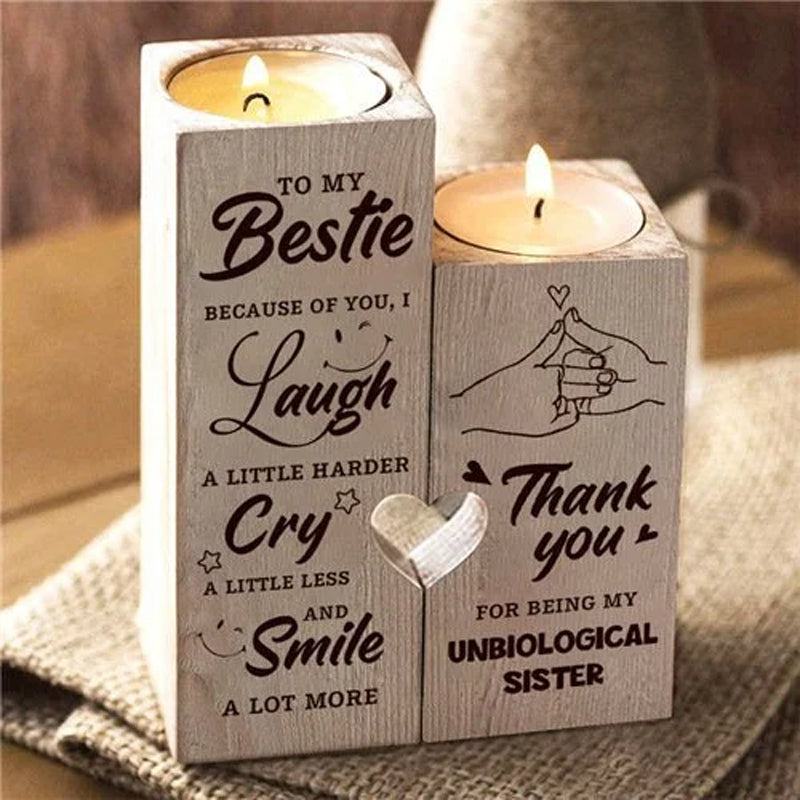 Bougeoir d'amitié en bois, décoration cadeau