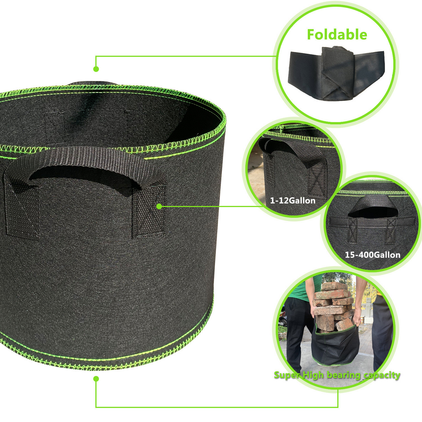 Durable Plant Bag, Sturdy Garden Container with Handles