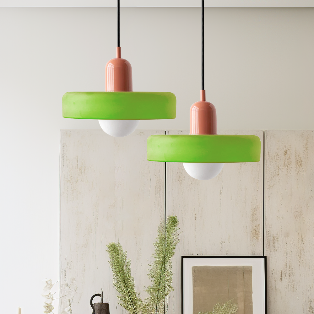 Coloured Glass Pendant Light Bauhaus Style
