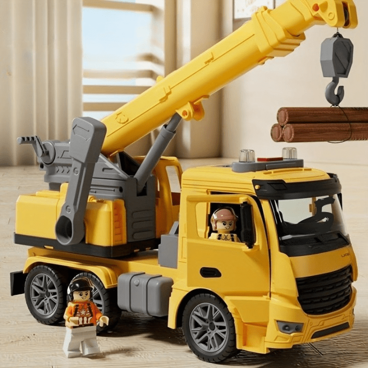 Camion-grue BuildPlay – Véhicule de chantier avec lumières, sons et bras de grue mobile (à partir de 3 ans)