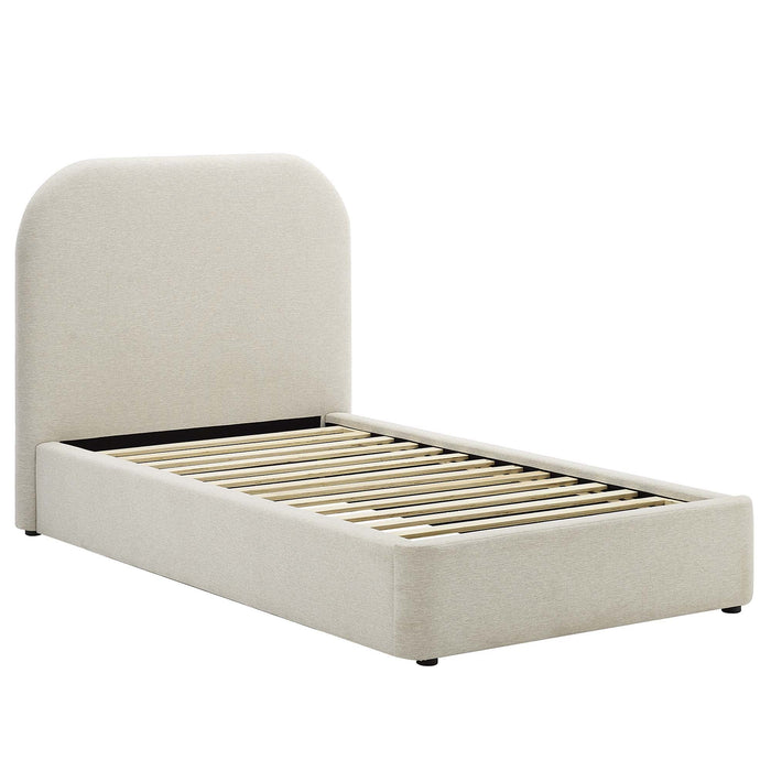 Keynote Upholstered Fabric Curved Platform Bed