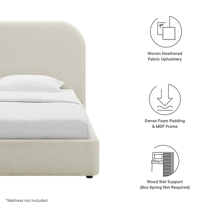 Keynote Upholstered Fabric Curved Platform Bed