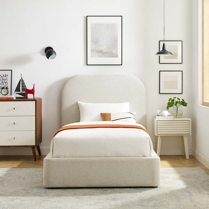 Keynote Upholstered Fabric Curved Platform Bed