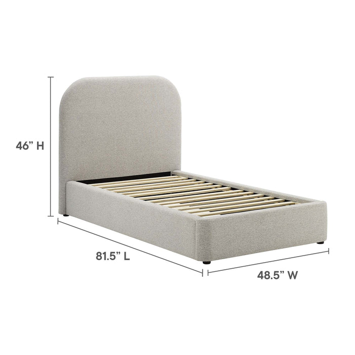 Keynote Upholstered Fabric Curved Platform Bed