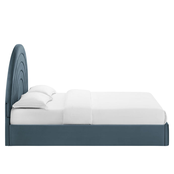 Solana Arched Performance Velvet Platform Bed