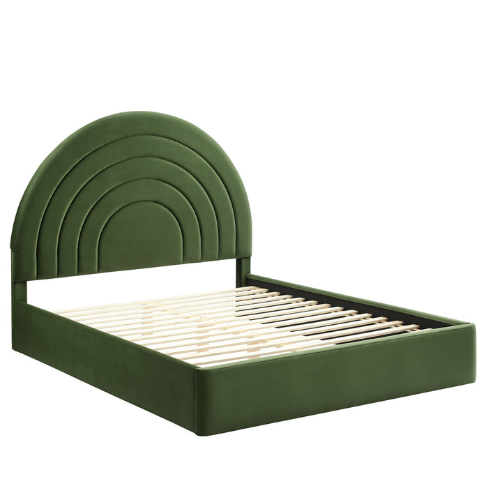 Solana Arched Performance Velvet Platform Bed