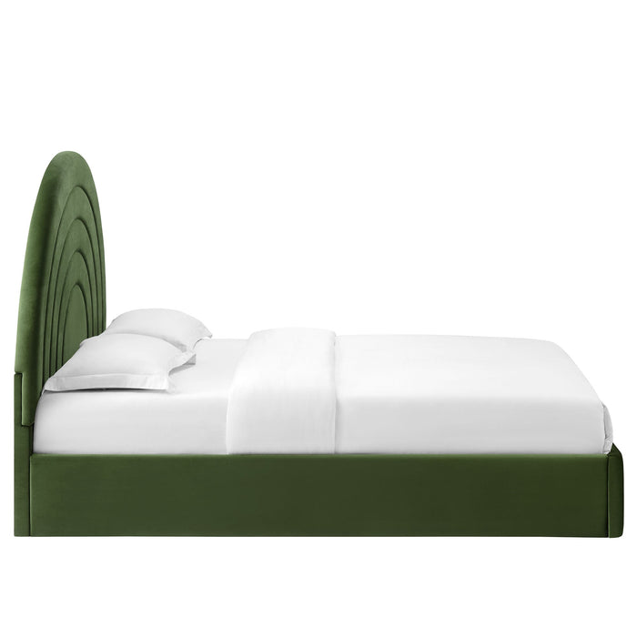Solana Arched Performance Velvet Platform Bed
