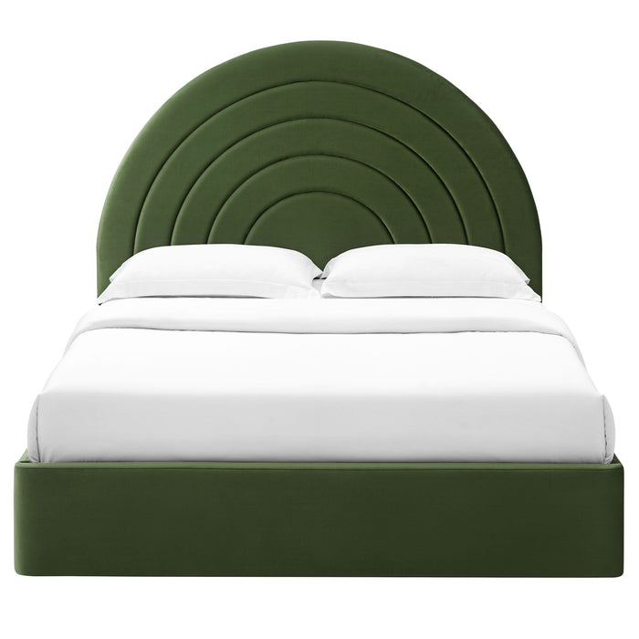 Solana Arched Performance Velvet Platform Bed