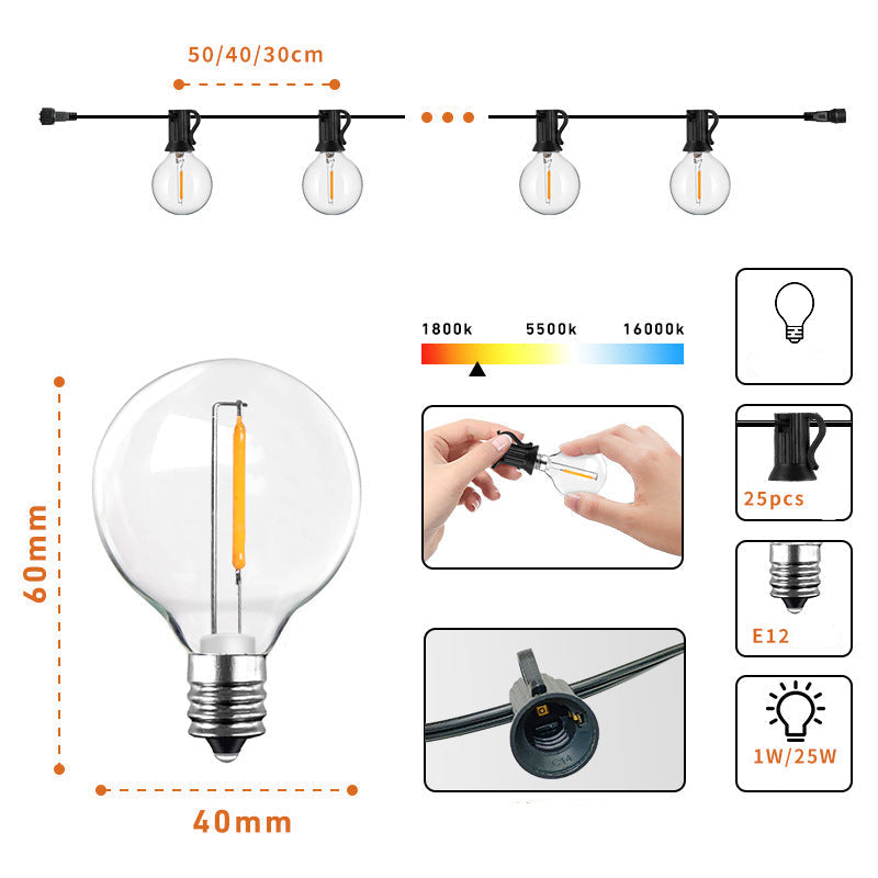Ambiant Solar Bulb String Lights, Decorative Illumination