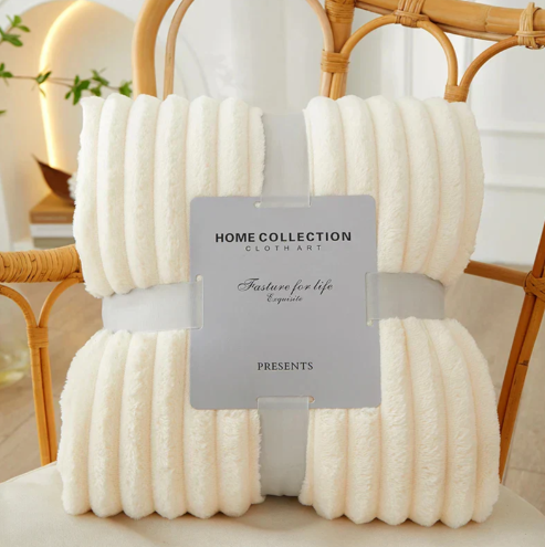 Striped Plush Throw Blanket | Soft Cozy Design