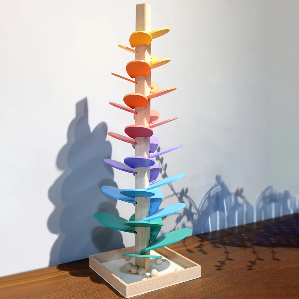 Interactive Marble Tower For Children Wooden Educational