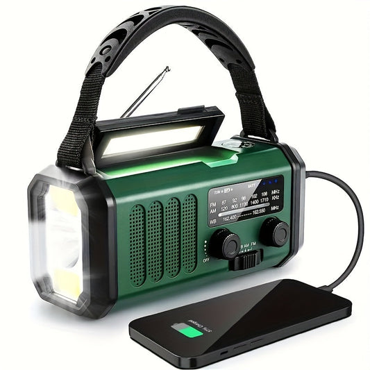 Solar-powered emergency radio, multi-functional power bank
