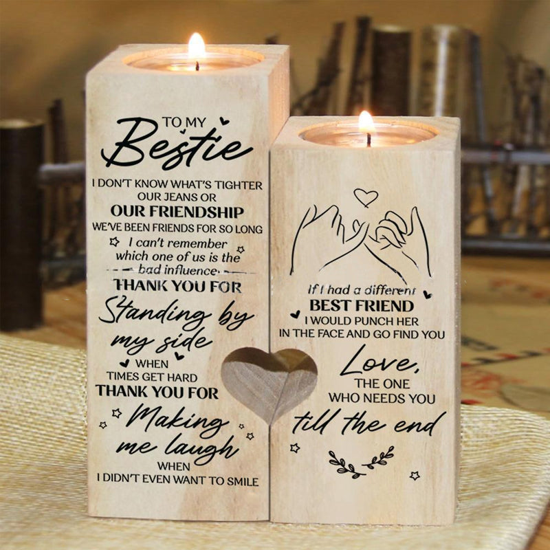 Wooden Friendship Candle Holder Gift Decor