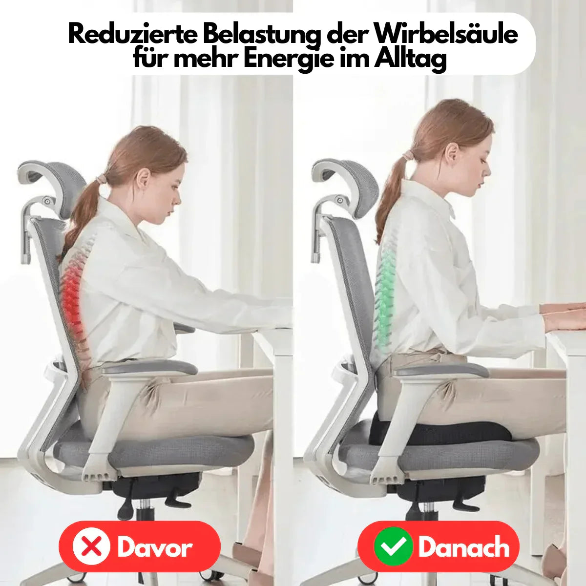 Supportive 4D Seat Cushion, Orthopedic Design