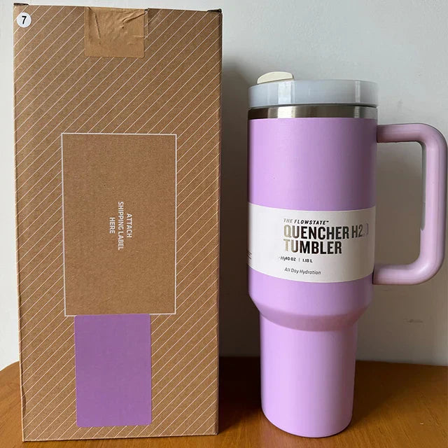 Insulated Stainless Steel Travel Mug, Large 40oz with Handle and Leak-Proof Lid