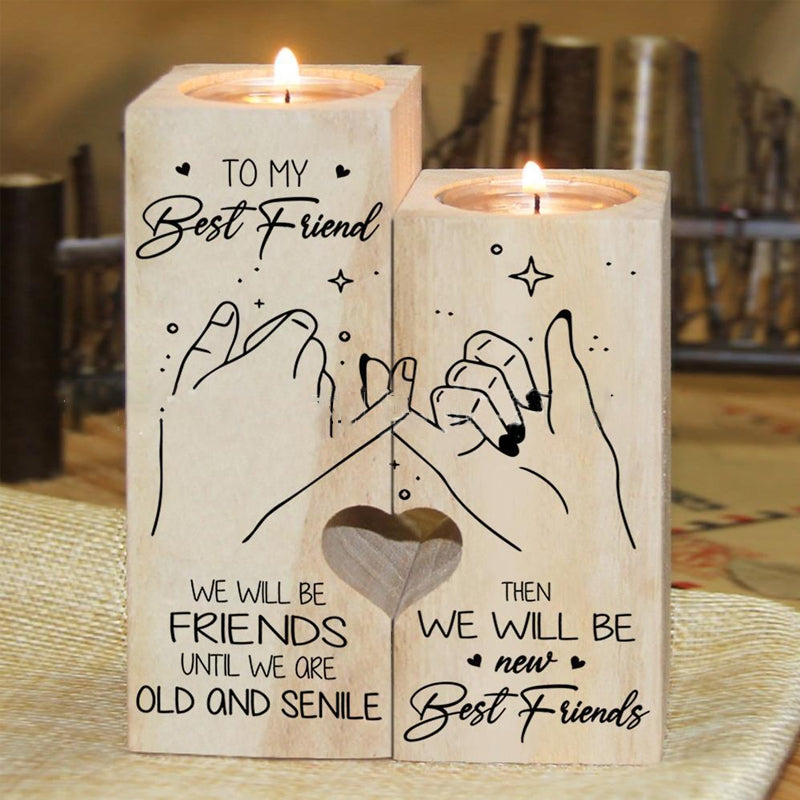 Wooden Friendship Candle Holder Gift Decor
