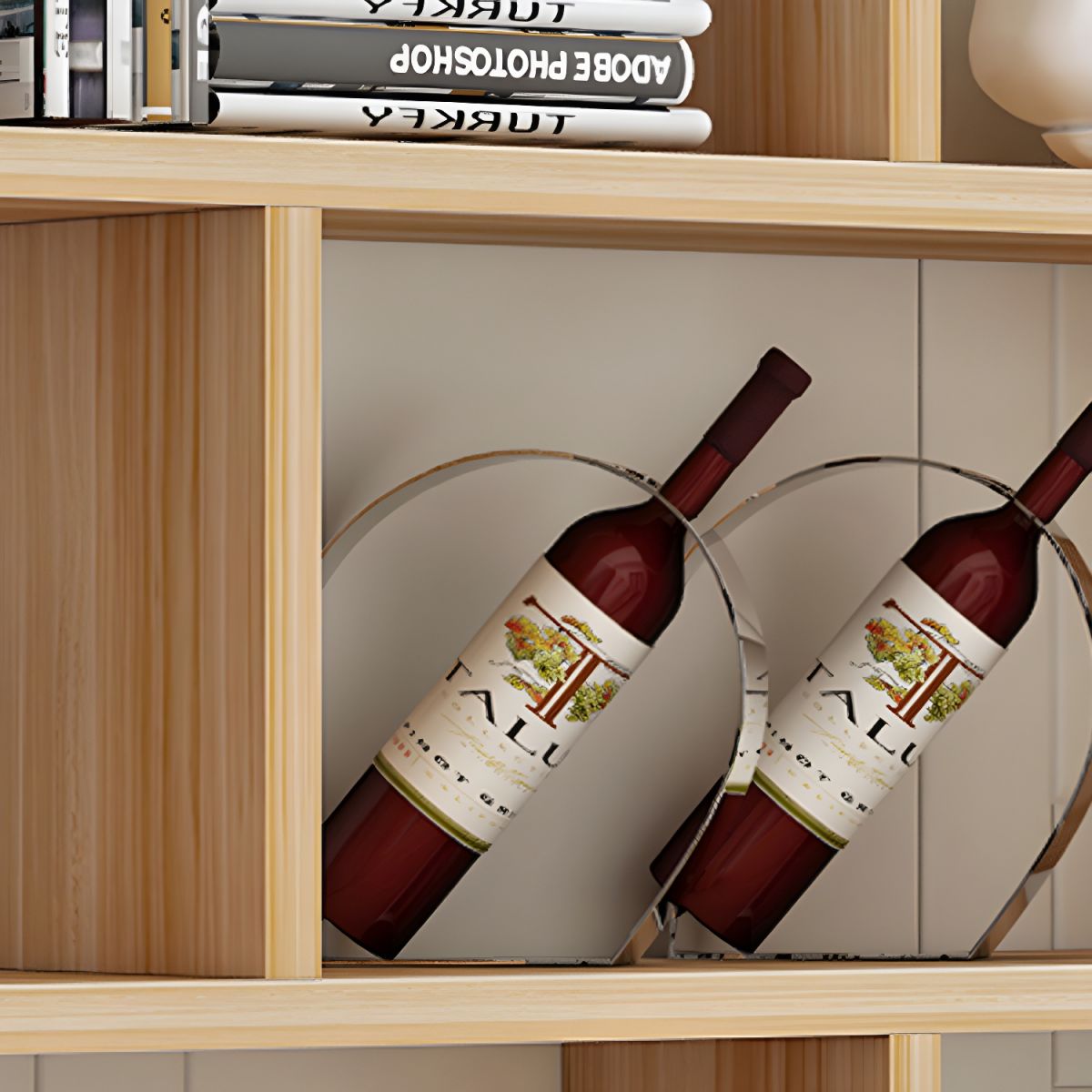 Modern Wall-Mounted Open Bookcase  Slim Engineered Wood Shelf Unit