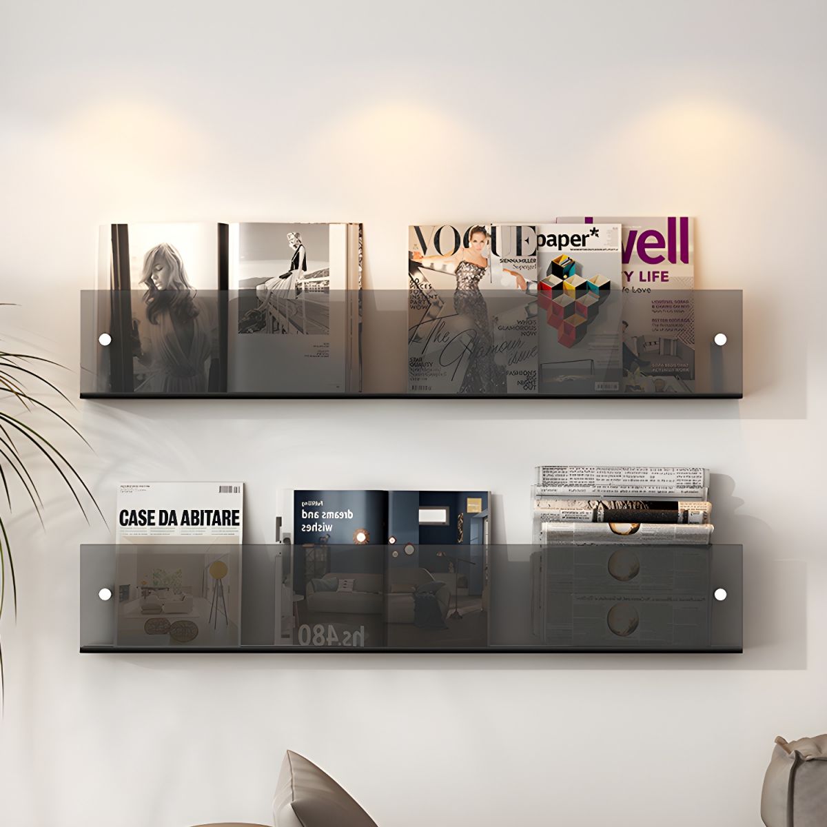 Modern Acrylic Wall-Mounted Bookcase  Floating Shelf