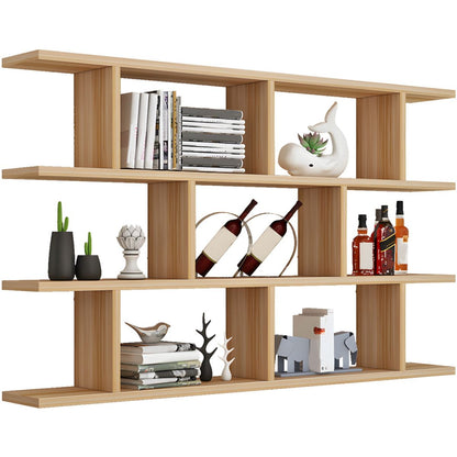 Modern Wall-Mounted Open Bookcase  Slim Engineered Wood Shelf Unit