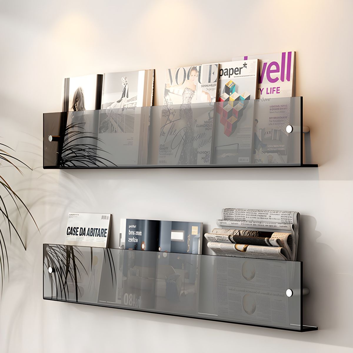 Modern Acrylic Wall-Mounted Bookcase  Floating Shelf