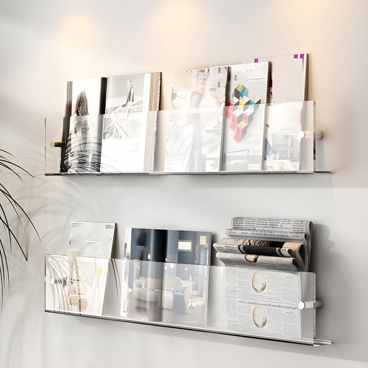 Modern Acrylic Wall-Mounted Bookcase  Floating Shelf