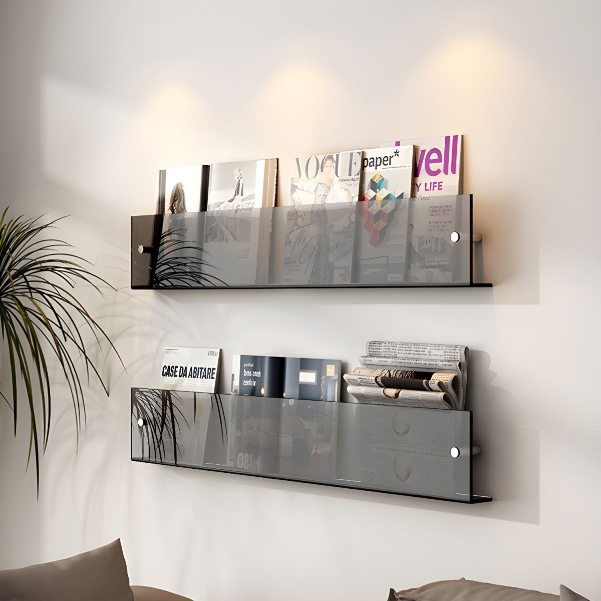 Modern Acrylic Wall-Mounted Bookcase  Floating Shelf