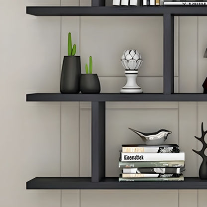 Modern Wall-Mounted Open Bookcase  Slim Engineered Wood Shelf Unit