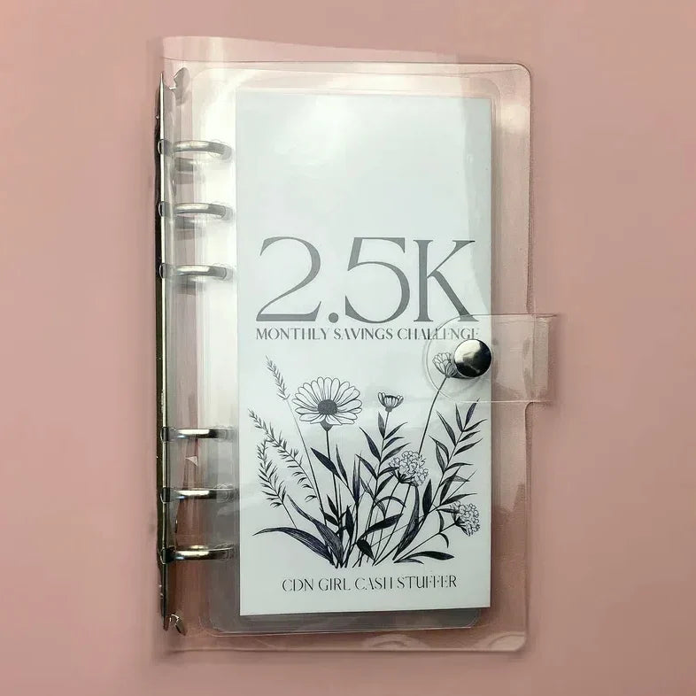 12-Month Envelopes Money Saving Challenge Binder  PVC Loose-Leaf Savings Organizer