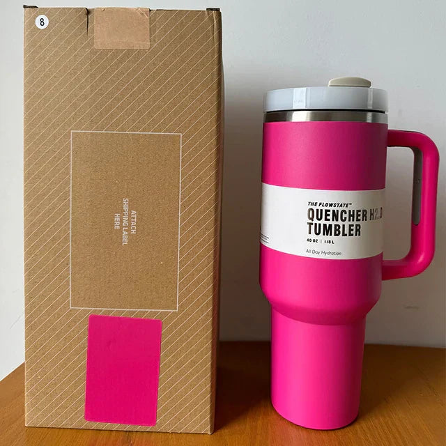 Insulated Stainless Steel Travel Mug, Large 40oz with Handle and Leak-Proof Lid