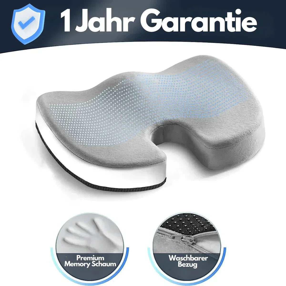 Supportive 4D Seat Cushion, Orthopedic Design