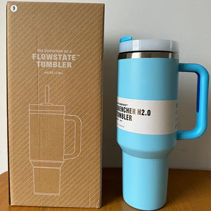 Insulated Stainless Steel Travel Mug, Large 40oz with Handle and Leak-Proof Lid