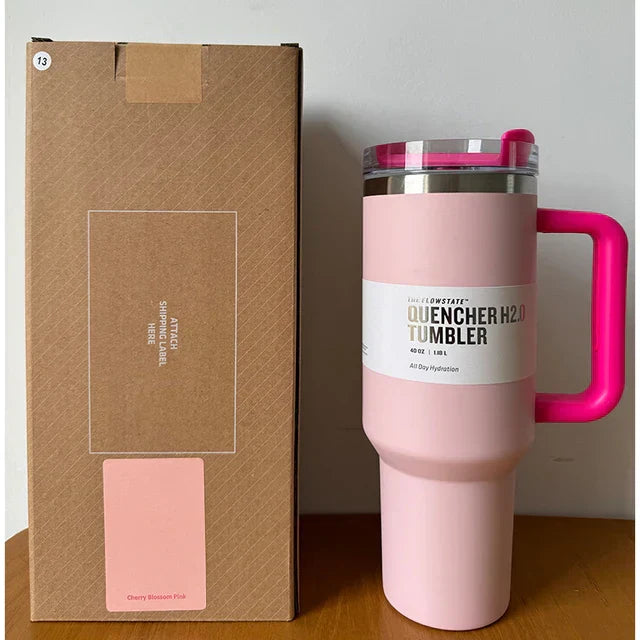 Insulated Stainless Steel Travel Mug, Large 40oz with Handle and Leak-Proof Lid