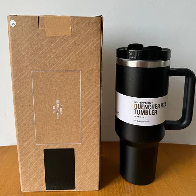 Insulated Stainless Steel Travel Mug, Large 40oz with Handle and Leak-Proof Lid