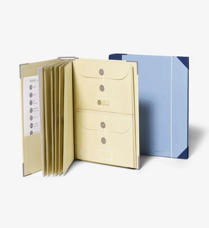 Classeur à documents avec pochettes de rangement, motif « Au cas où je serais porté disparu »