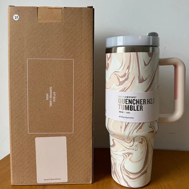 Insulated Stainless Steel Travel Mug, Large 40oz with Handle and Leak-Proof Lid