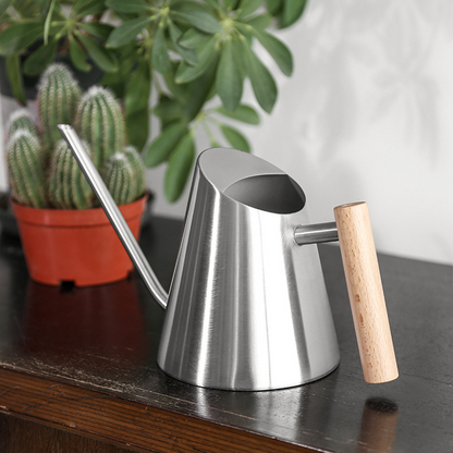 Stylish Watering Can, Wooden Handle Design