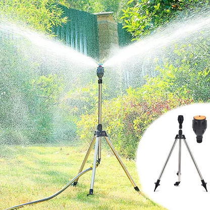 Automatic Rotating Garden Sprinkler, Retractable Tripod Design