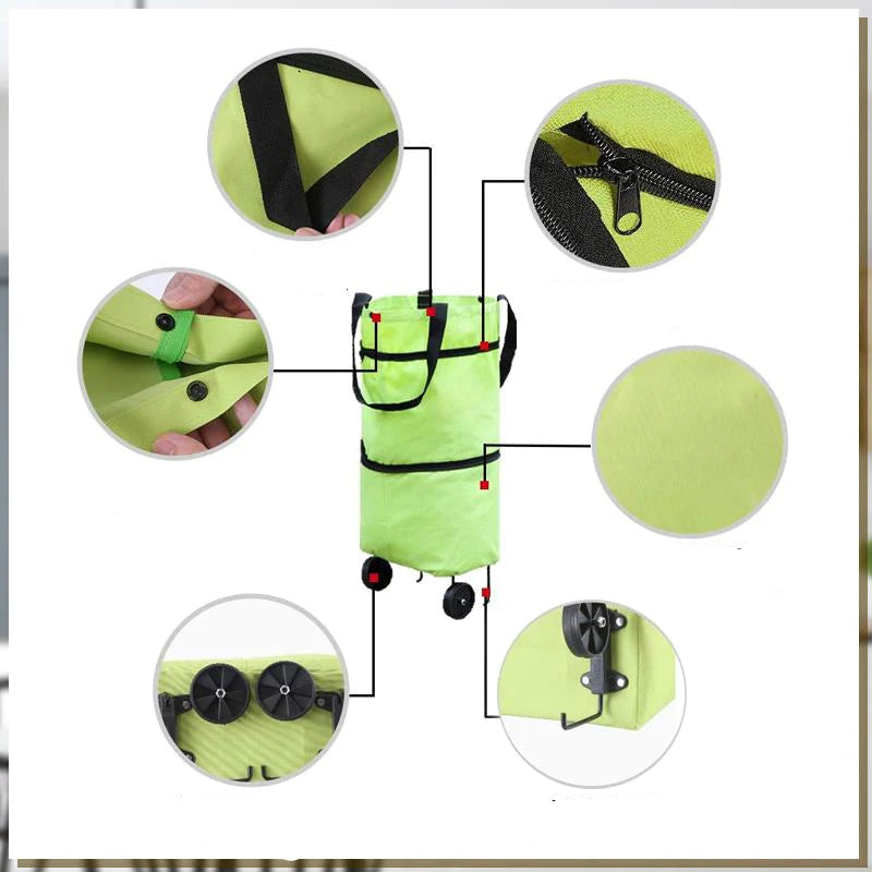 Versatile Foldable Shopping Cart, Convenient Wheels