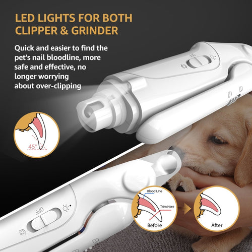 2 in 1 Dog Nail Clipper & Grinder with LED Light