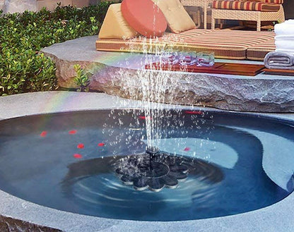 Solar-Activated Water Fountain, Decorative Flower Design for Gardens and Pools