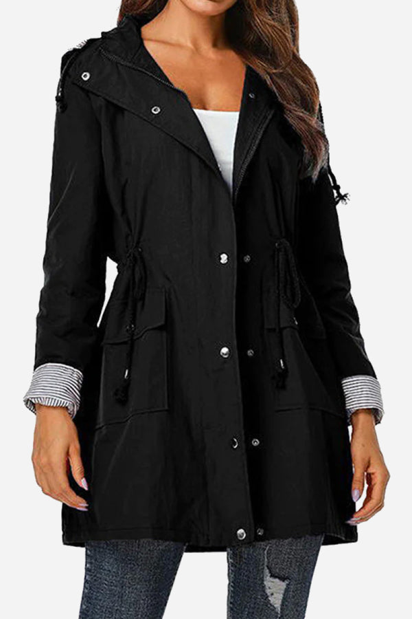 Women's Striped Windbreaker with Hood | Waterproof