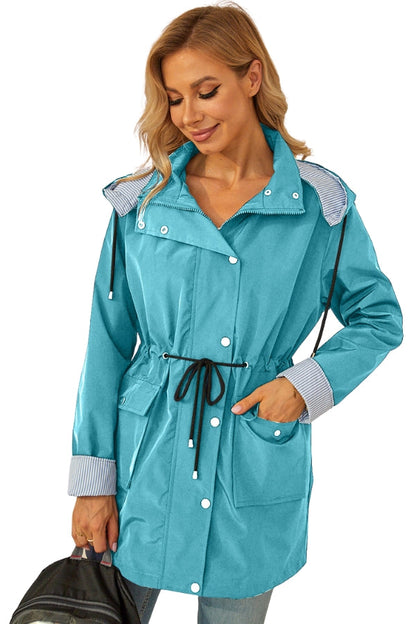 Women's Striped Windbreaker with Hood | Waterproof