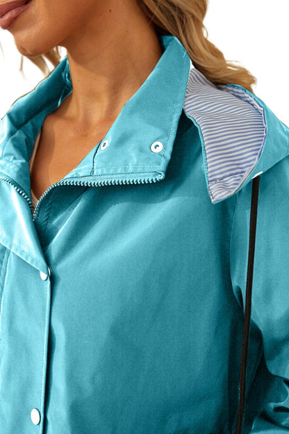 Women's Striped Windbreaker with Hood | Waterproof