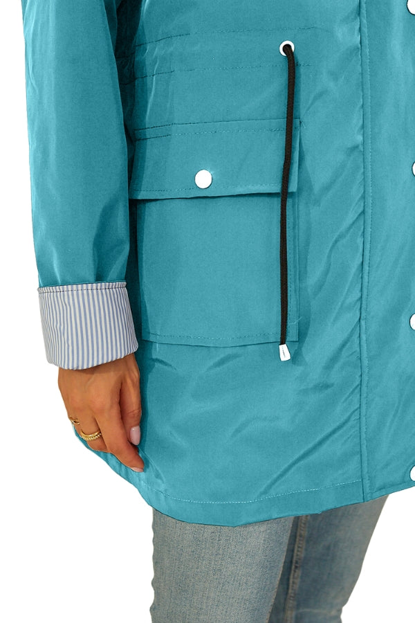 Women's Striped Windbreaker with Hood | Waterproof