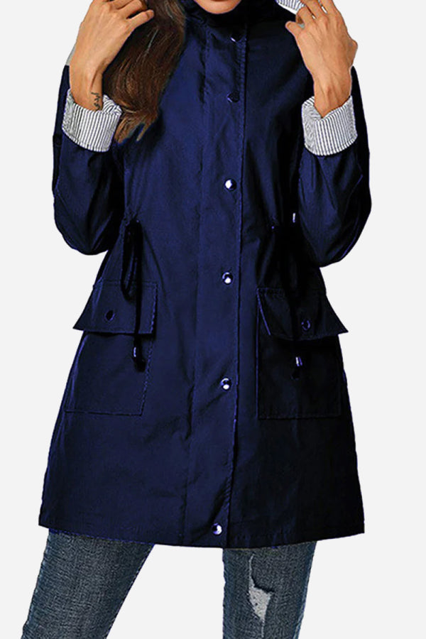 Women's Striped Windbreaker with Hood | Waterproof